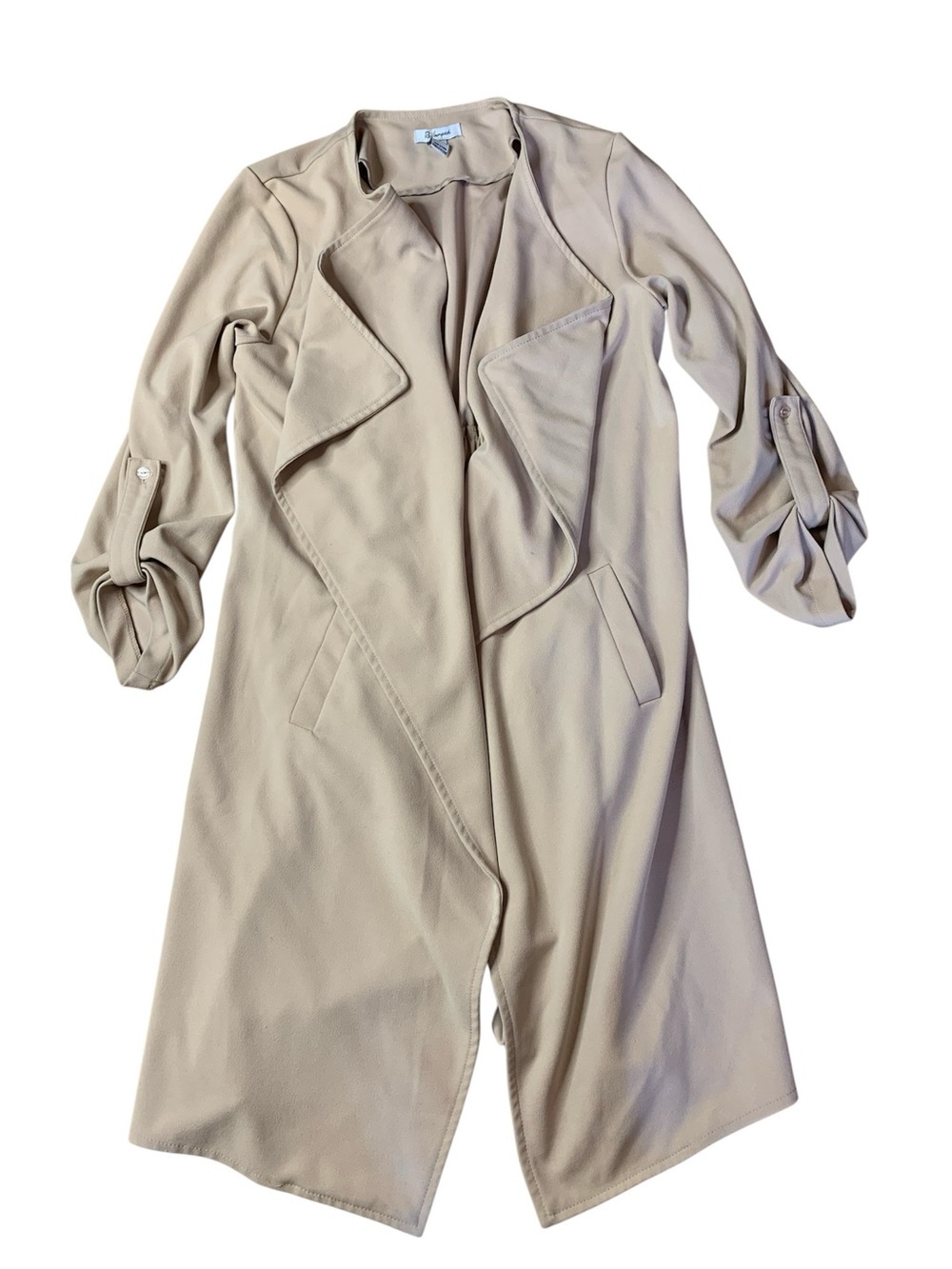 ReVamped Beige Drape Front Trench Coat Jacket Small S/P - Picture 1 of 12